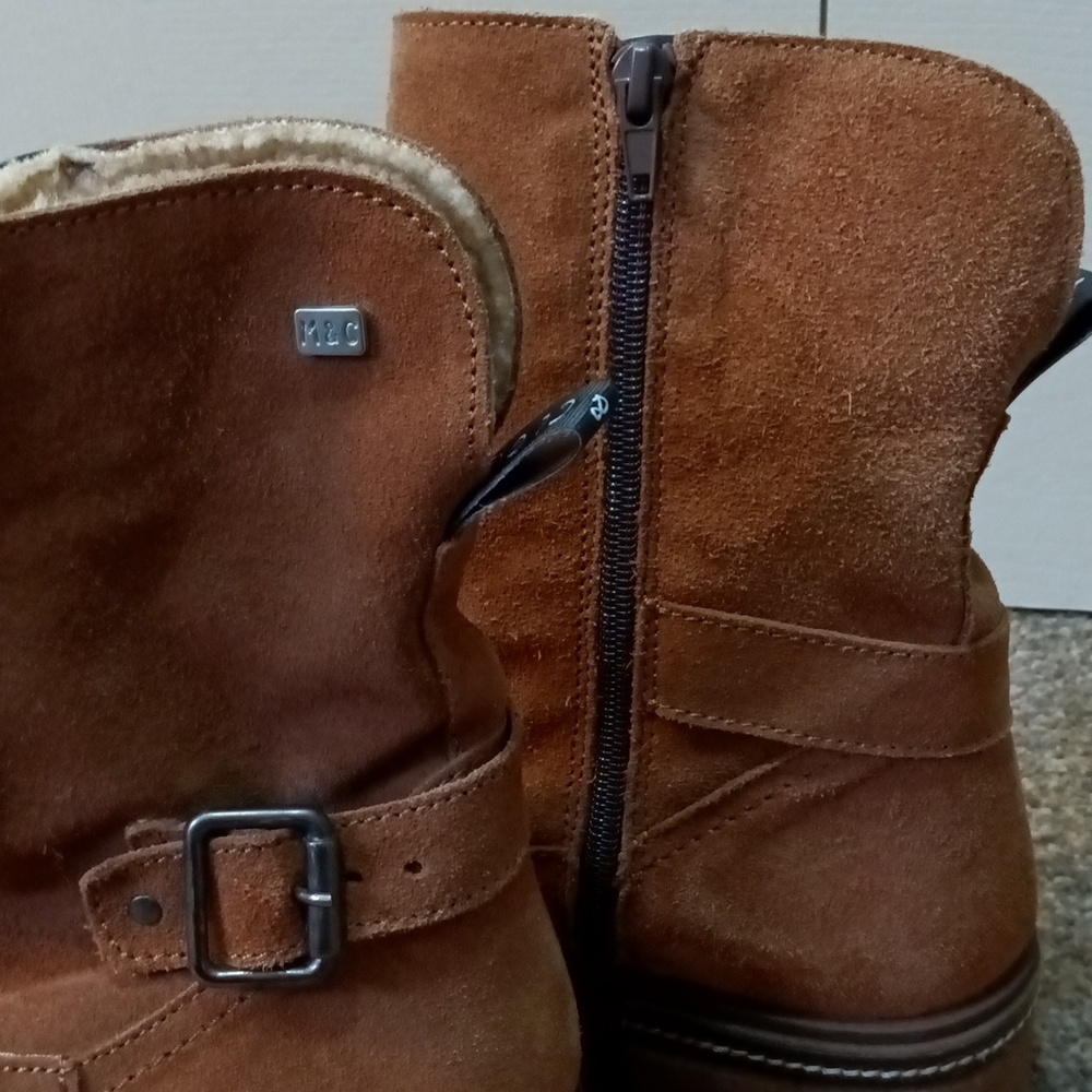 Ankle Boots Musse & Cloud Geos Suede Booties Sherpa Lining Size 10 - Picture 10 of 15